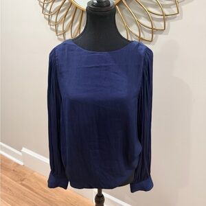 Lilly Pulitzer Navy Long-Sleeve Pleated-Shoulder Blouse